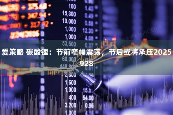 爱策略 碳酸锂：节前窄幅震荡，节后或将承压2025928