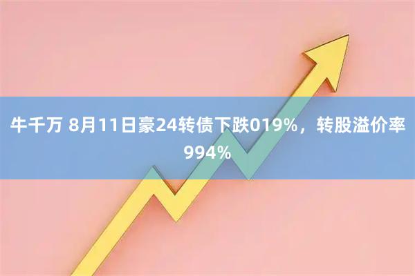 牛千万 8月11日豪24转债下跌019%,转股溢价率994%